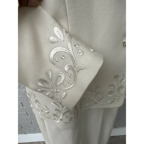 Kasper ASL Women Cream Embroidered Mother of the Bride Skirt Suit Size 12 - Picture 9 of 11